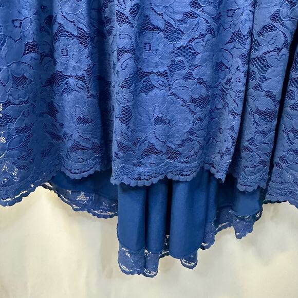 Free People Petit Trianon Royal Blue Lace Babydoll Empire Waist Mini Dress 0 - Picture 6 of 8